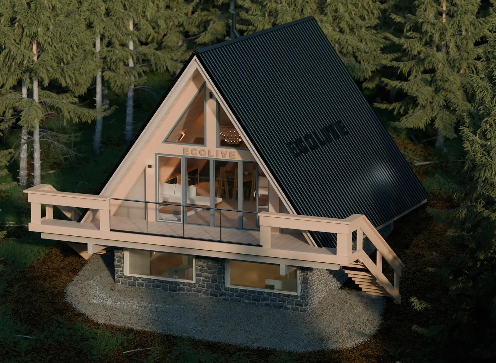 A-frame con balcone panoramico